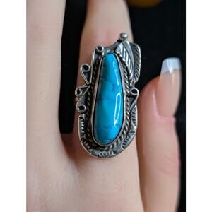 Southwest 925 Sterling Silver & Turquoise Ring-Sz 4.75